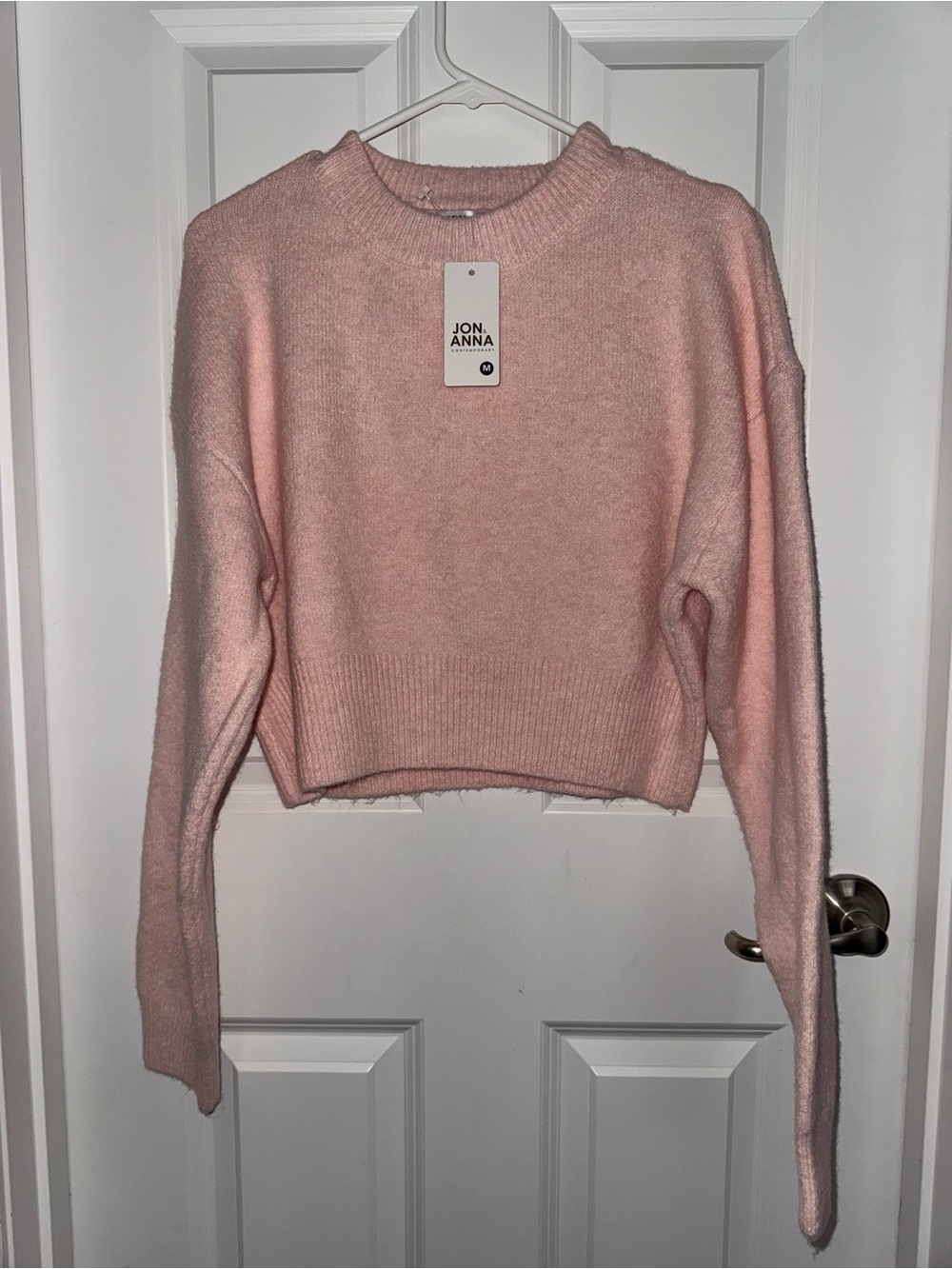 Jon & Anna Blush Pink Cropped Crewneck Sweater